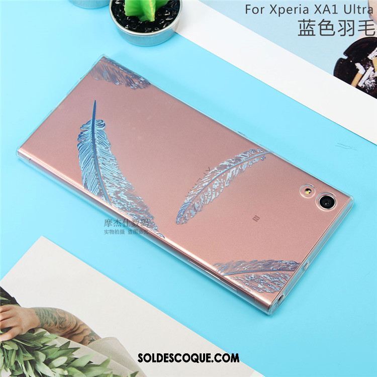 Coque Sony Xperia Xa1 Ultra Bleu Fluide Doux Créatif Transparent Téléphone Portable Housse En Ligne