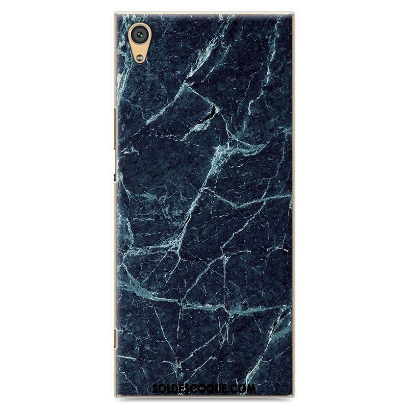 Coque Sony Xperia Xa1 Ultra Bleu Marin Étui Grain De Bois Téléphone Portable Protection Soldes