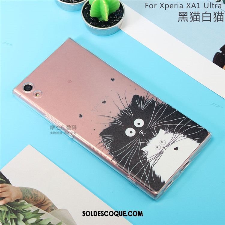 Coque Sony Xperia Xa1 Ultra Rose Fluide Doux Téléphone Portable Protection Étui Pas Cher