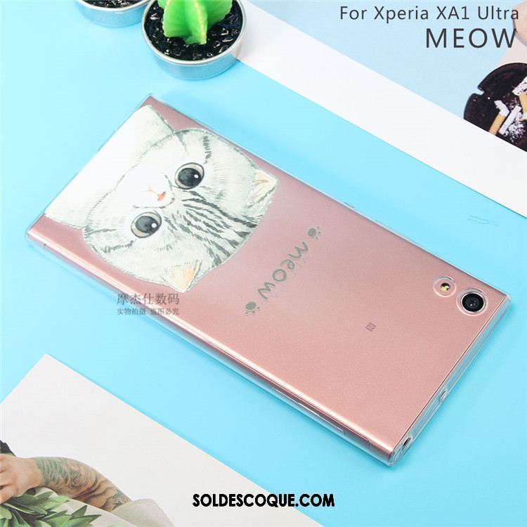 Coque Sony Xperia Xa1 Ultra Rose Fluide Doux Téléphone Portable Protection Étui Pas Cher