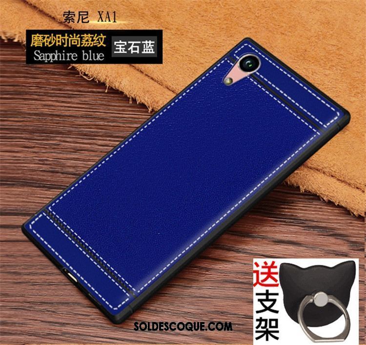 Coque Sony Xperia Xa1 Étui En Cuir Bleu Fluide Doux Cou Suspendu Téléphone Portable Soldes