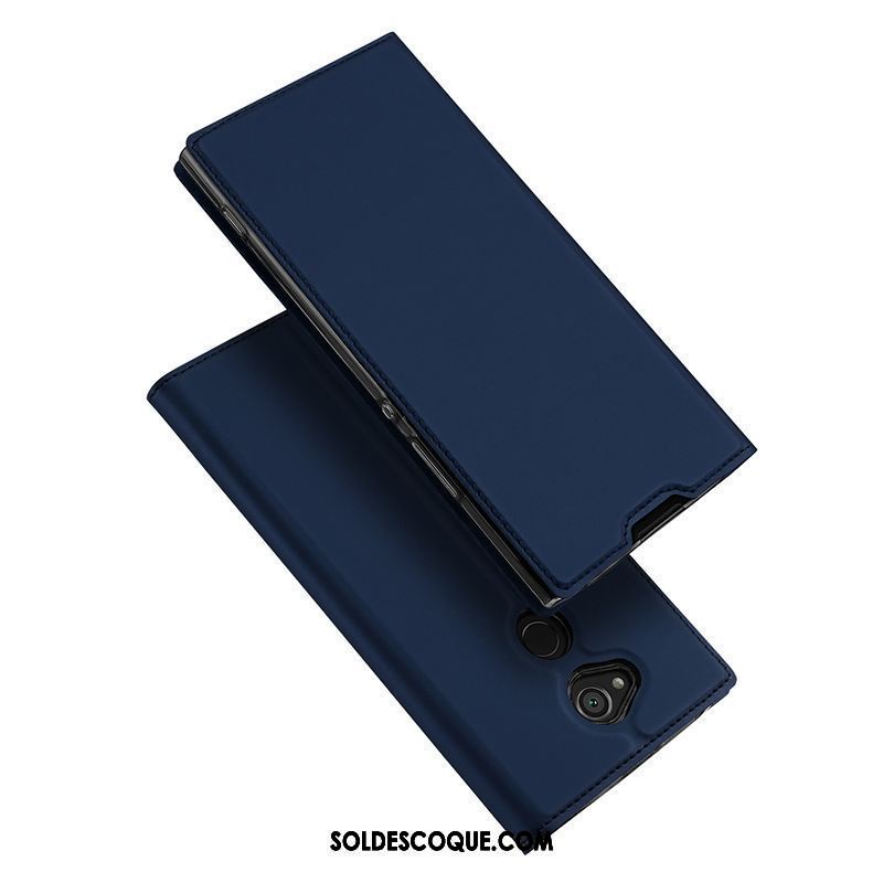 Coque Sony Xperia Xa2 Plus Incassable Téléphone Portable Bleu Marin Étui En Cuir Protection Pas Cher