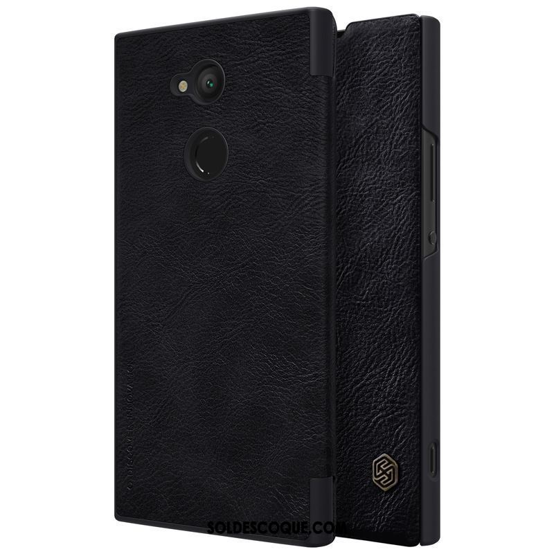 Coque Sony Xperia Xa2 Plus Or Étui En Cuir Protection Business Cuir Véritable Pas Cher