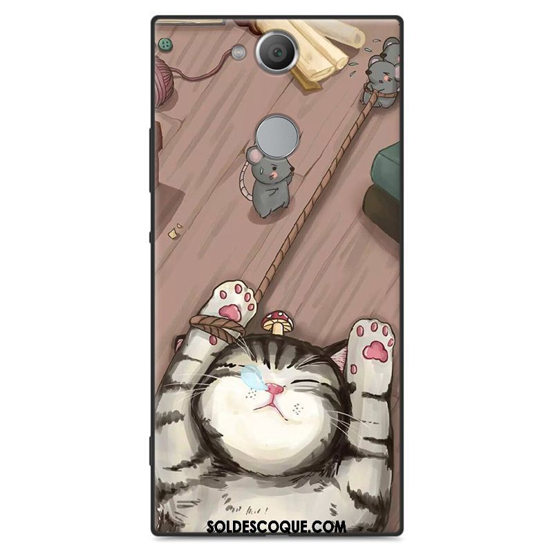 Coque Sony Xperia Xa2 Ultra Téléphone Portable Dessin Animé Étui Noir Délavé En Daim En Vente