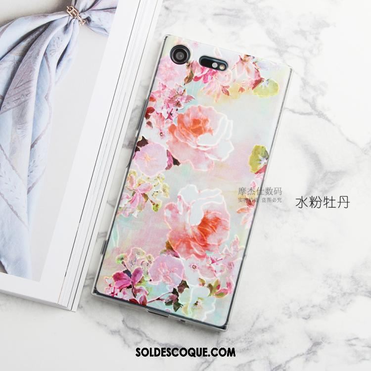 Coque Sony Xperia Xz Premium Rose Transparent Peinture Très Mince Téléphone Portable Soldes