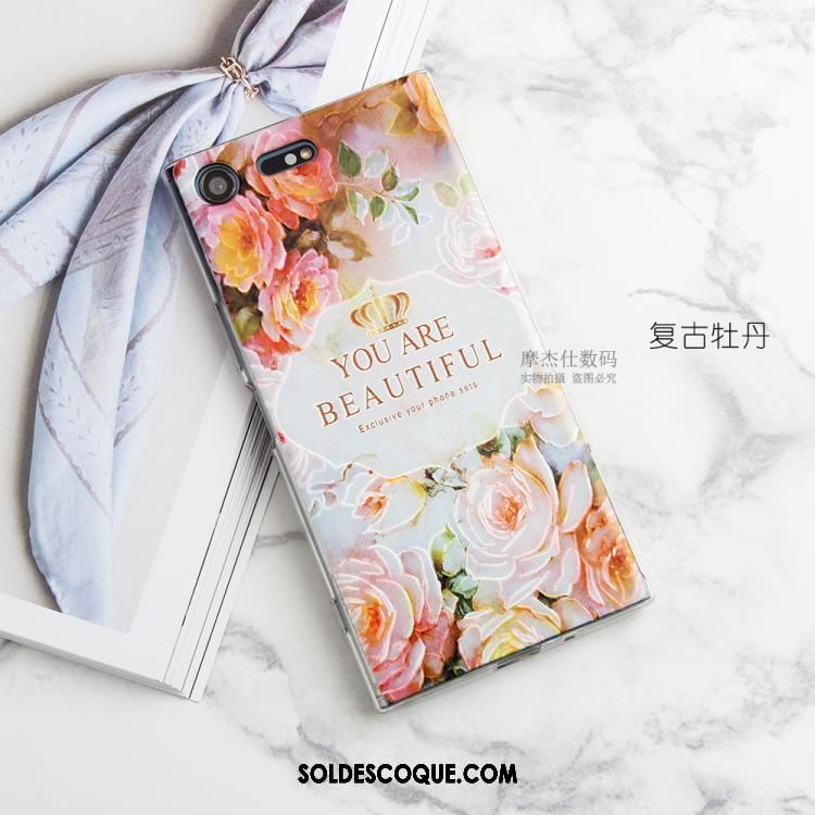 Coque Sony Xperia Xz Premium Rose Transparent Peinture Très Mince Téléphone Portable Soldes