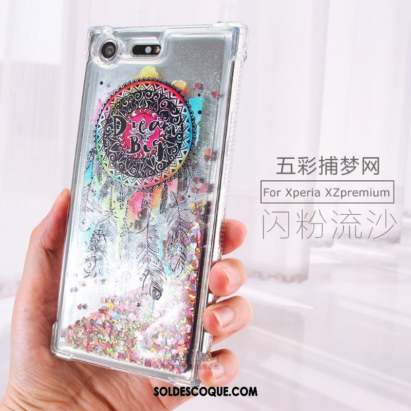 Coque Sony Xperia Xz Premium Téléphone Portable Créatif Transparent Quicksand Rose En Ligne