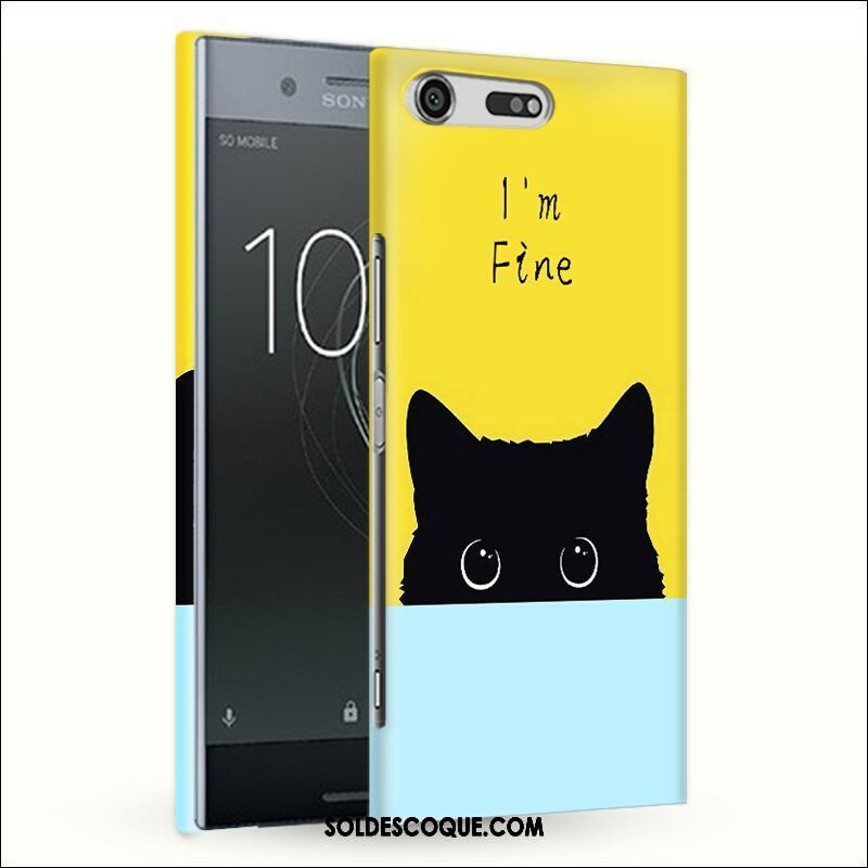 Coque Sony Xperia Xz Premium Téléphone Portable Jaune Difficile Chat Mignonne Pas Cher