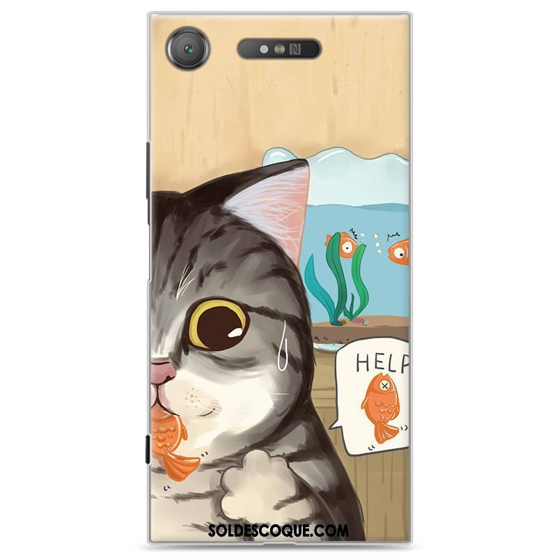 Coque Sony Xperia Xz1 Charmant Étui Bleu Dessin Animé Protection Pas Cher