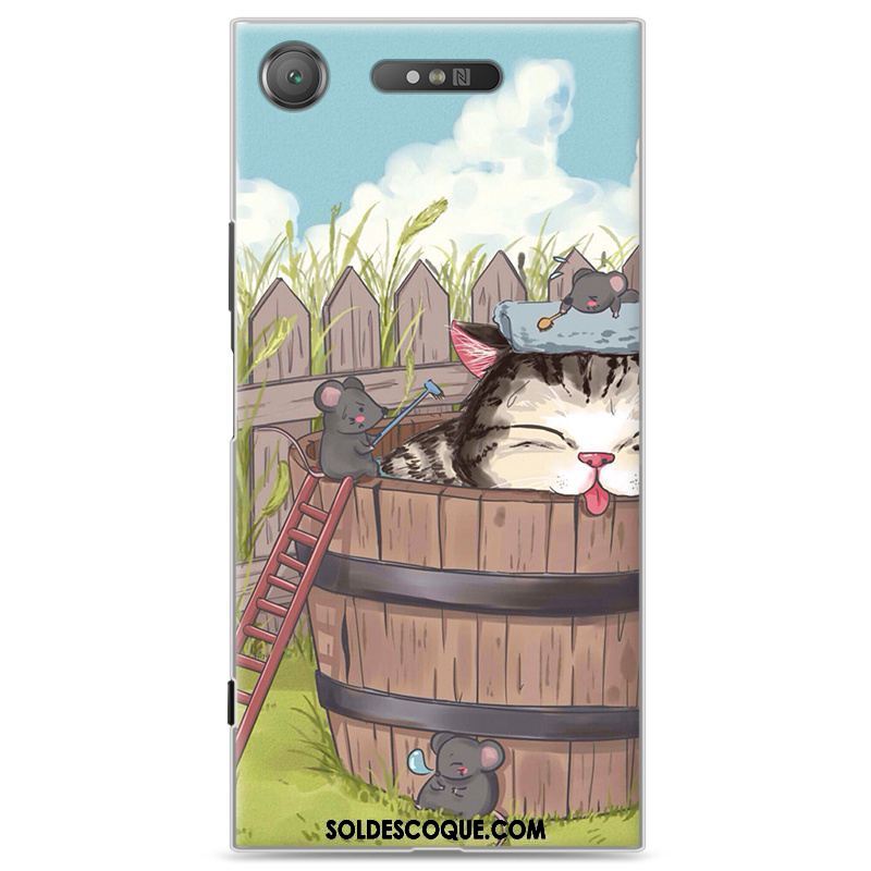 Coque Sony Xperia Xz1 Charmant Étui Bleu Dessin Animé Protection Pas Cher