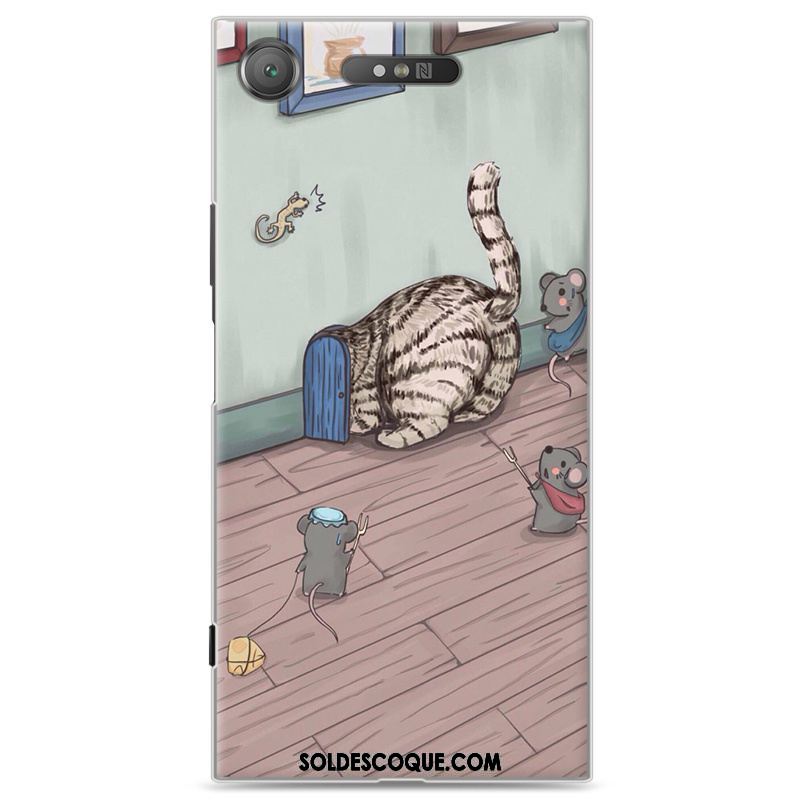 Coque Sony Xperia Xz1 Charmant Étui Bleu Dessin Animé Protection Pas Cher