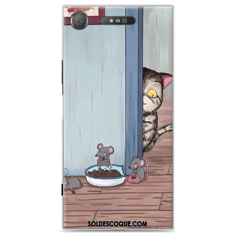 Coque Sony Xperia Xz1 Charmant Étui Bleu Dessin Animé Protection Pas Cher