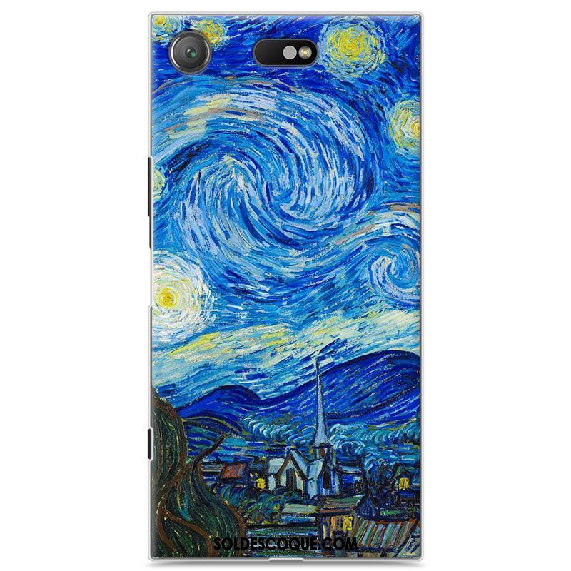 Coque Sony Xperia Xz1 Compact Bleu Peinture Téléphone Portable Dessin Animé Difficile France