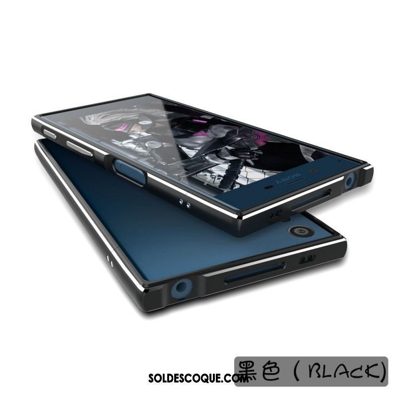 Coque Sony Xperia Xz1 Compact Bordure Border Métal Noir Tendance Housse Soldes