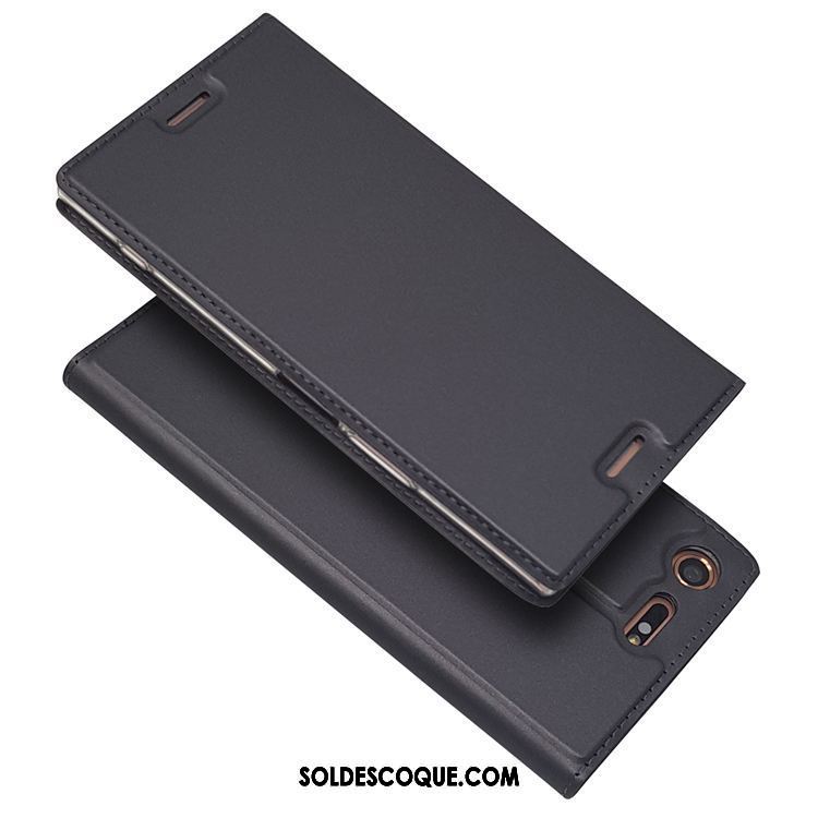 Coque Sony Xperia Xz1 Compact Noir Étui En Cuir Incassable Téléphone Portable Fluide Doux En Vente