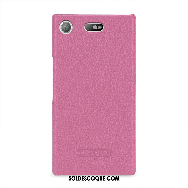 Coque Sony Xperia Xz1 Compact Protection Cuir Véritable Modèle Fleurie Très Mince Violet Pas Cher