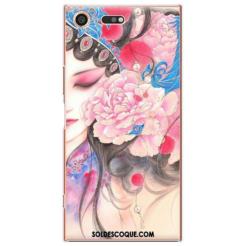 Coque Sony Xperia Xz1 Compact Étui Téléphone Portable Style Chinois Rose Protection En Ligne