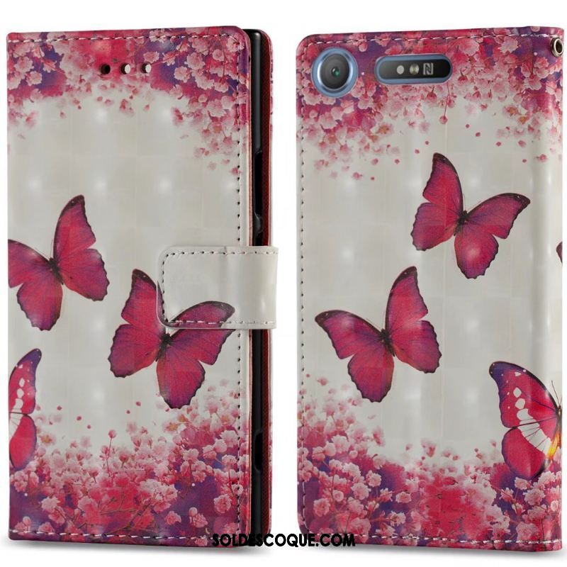 Coque Sony Xperia Xz1 Papillon Étui Peinture Coque En Silicone Fluide Doux En Ligne