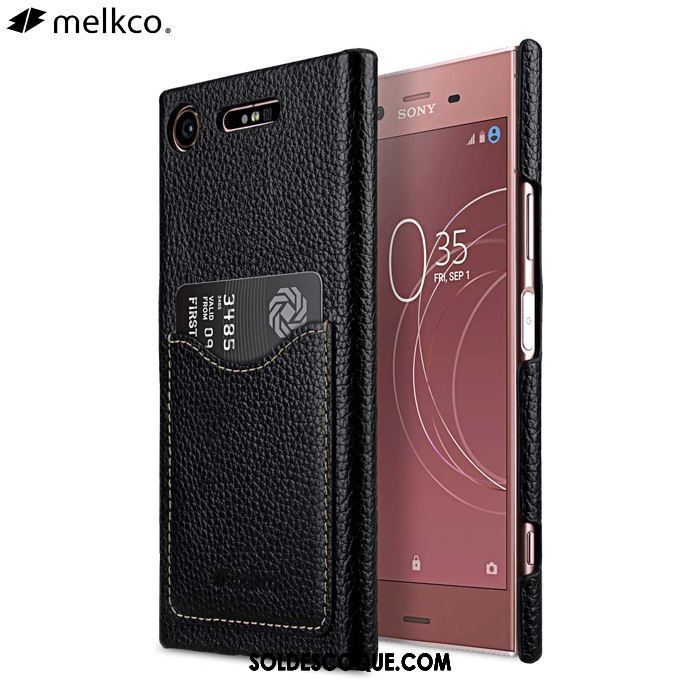 Coque Sony Xperia Xz1 Téléphone Portable Cuir Véritable Carte Étui Rouge Pas Cher