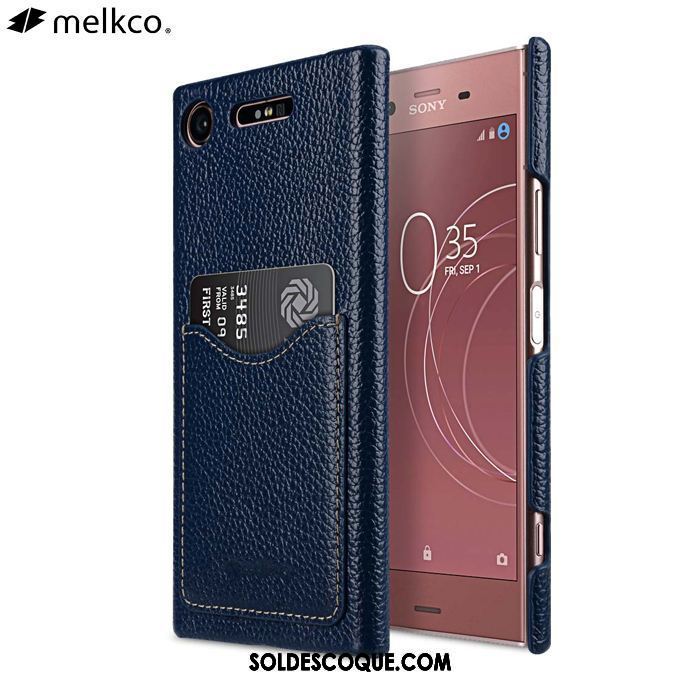 Coque Sony Xperia Xz1 Téléphone Portable Cuir Véritable Carte Étui Rouge Pas Cher