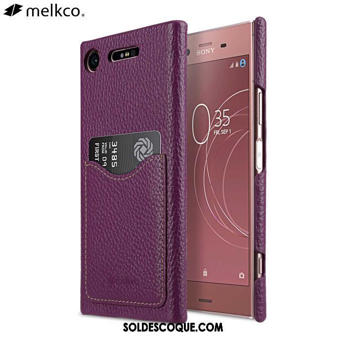 Coque Sony Xperia Xz1 Téléphone Portable Cuir Véritable Carte Étui Rouge Pas Cher