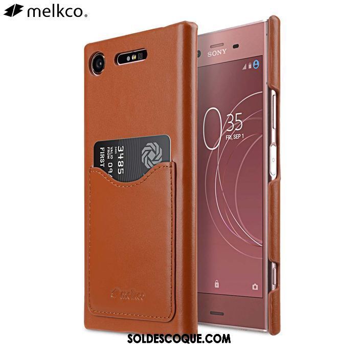 Coque Sony Xperia Xz1 Téléphone Portable Cuir Véritable Carte Étui Rouge Pas Cher