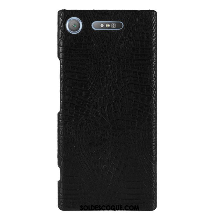 Coque Sony Xperia Xz1 Vintage Noir Crocodile Modèle Difficile Étui Pas Cher