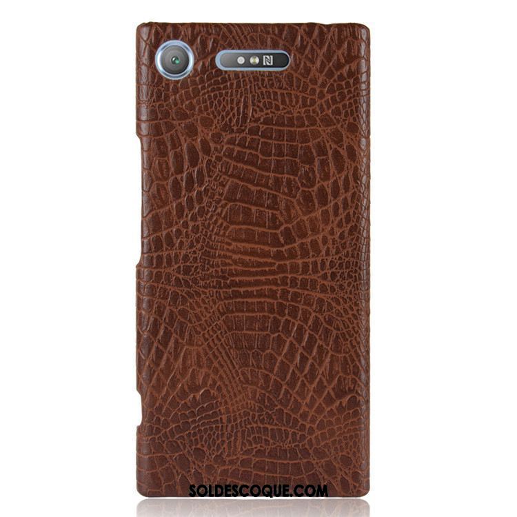 Coque Sony Xperia Xz1 Vintage Noir Crocodile Modèle Difficile Étui Pas Cher