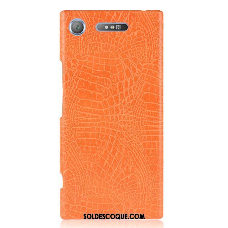 Coque Sony Xperia Xz1 Vintage Noir Crocodile Modèle Difficile Étui Pas Cher