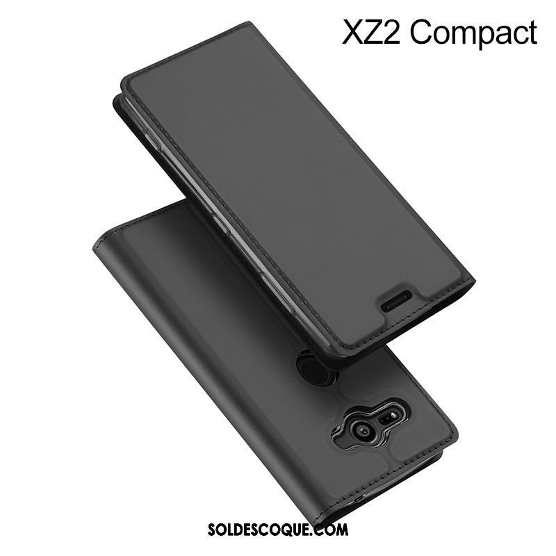 Coque Sony Xperia Xz2 Compact Business Bleu Marin Étui En Cuir Téléphone Portable Carte Pas Cher