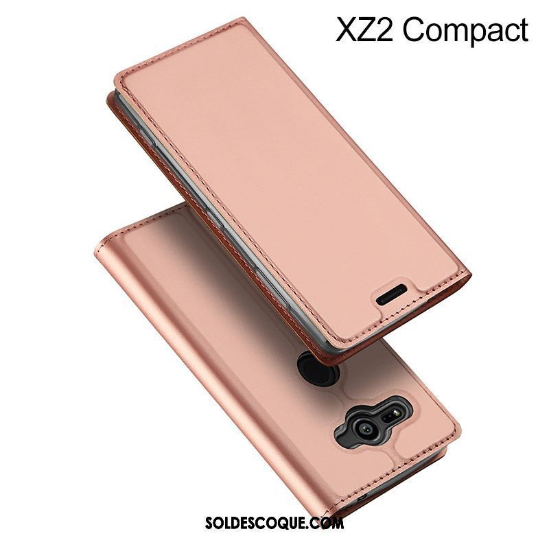 Coque Sony Xperia Xz2 Compact Business Bleu Marin Étui En Cuir Téléphone Portable Carte Pas Cher