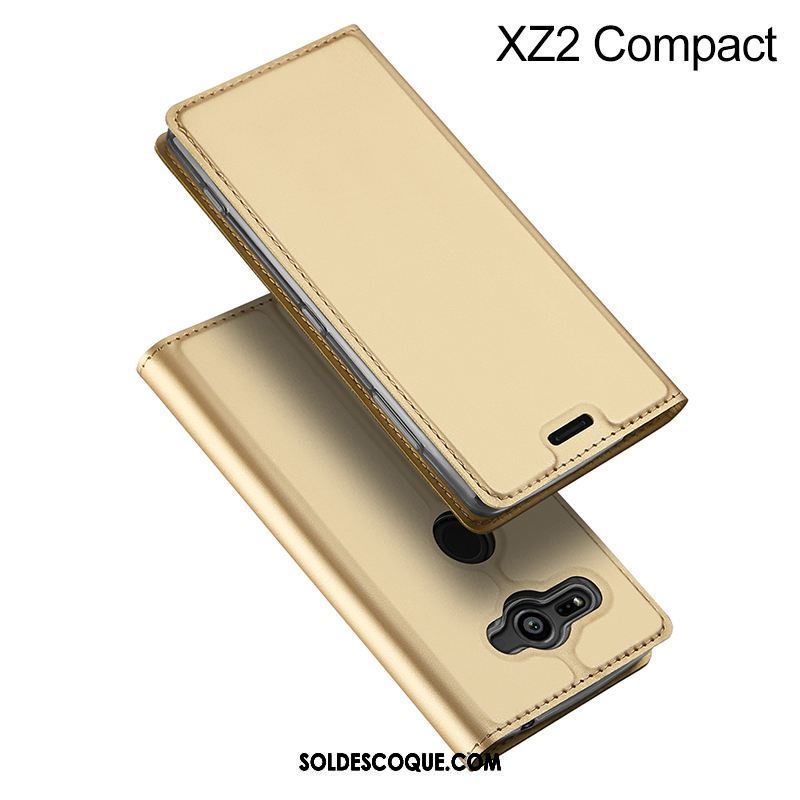 Coque Sony Xperia Xz2 Compact Business Bleu Marin Étui En Cuir Téléphone Portable Carte Pas Cher