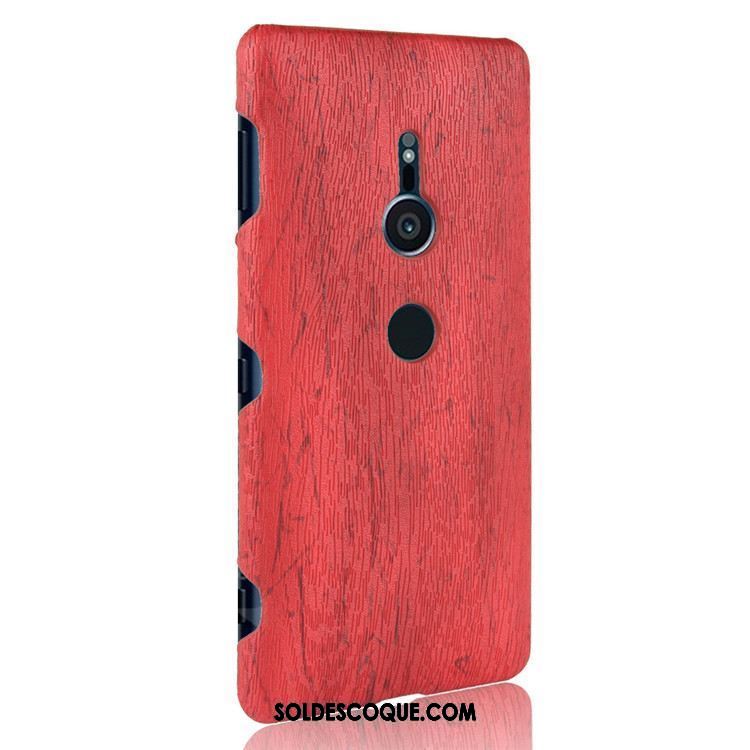 Coque Sony Xperia Xz2 Difficile Marron Téléphone Portable Cuir Grain De Bois Housse Pas Cher