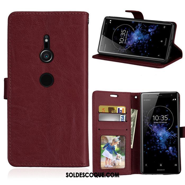 Coque Sony Xperia Xz2 Téléphone Portable Portefeuille Étui En Cuir Fluide Doux Protection En Vente