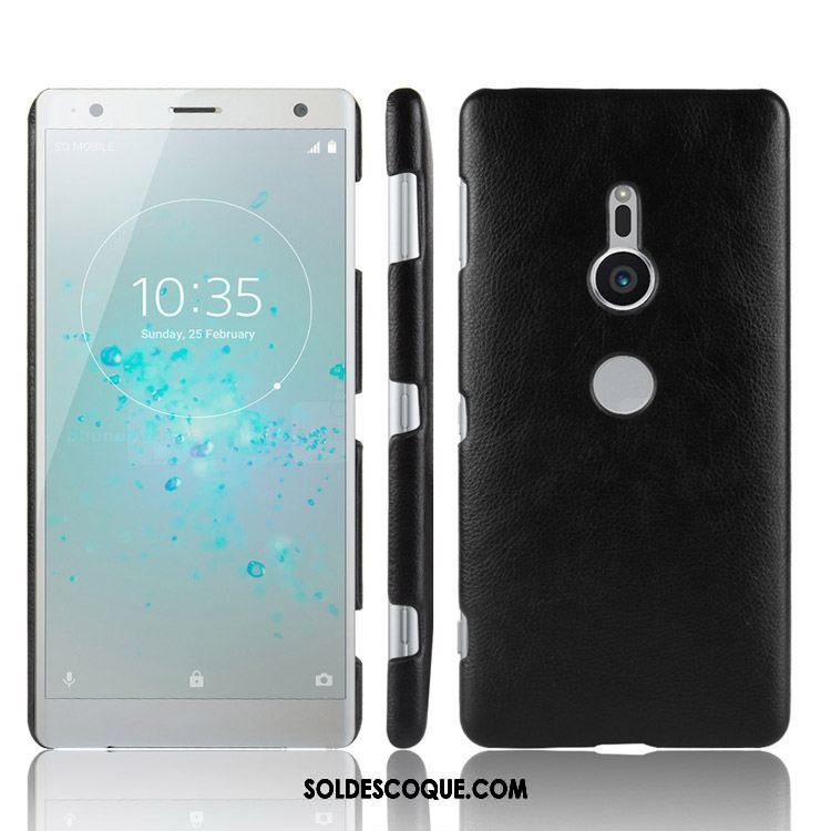 Coque Sony Xperia Xz2 Vintage Incassable Litchi Étui En Cuir Téléphone Portable Housse France