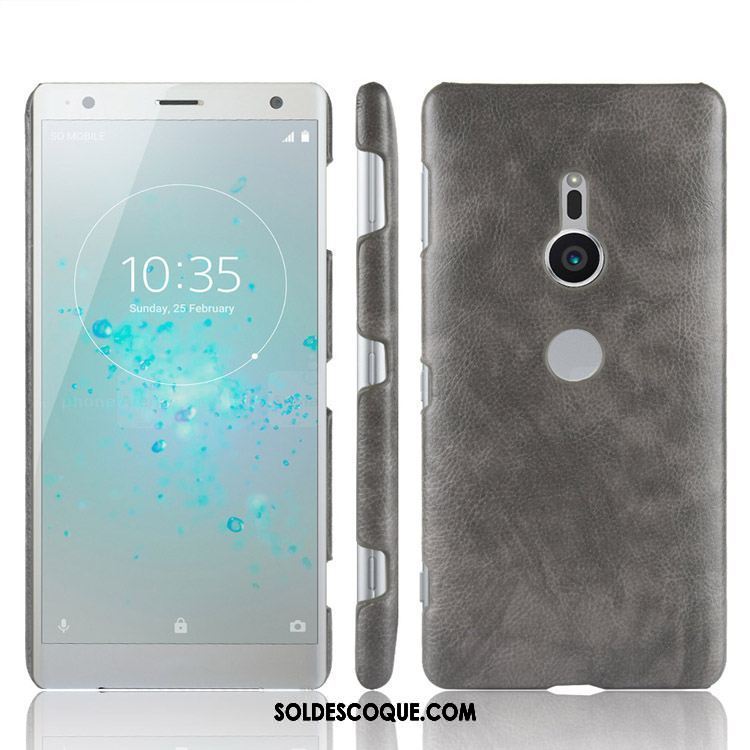 Coque Sony Xperia Xz2 Vintage Incassable Litchi Étui En Cuir Téléphone Portable Housse France