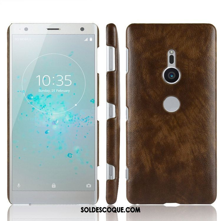 Coque Sony Xperia Xz2 Vintage Incassable Litchi Étui En Cuir Téléphone Portable Housse France