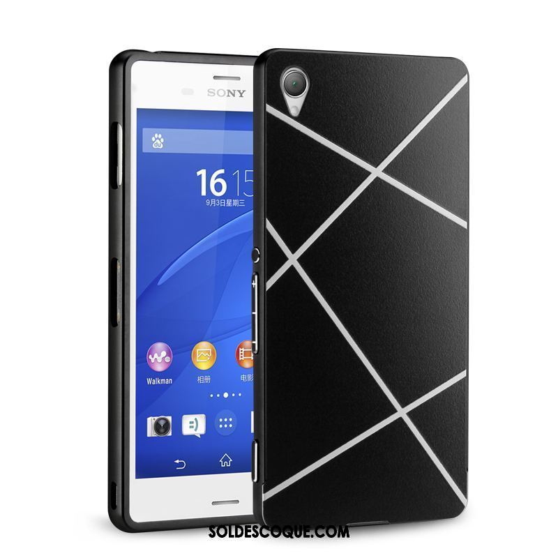 Coque Sony Xperia Z3+ Métal Bleu Téléphone Portable Couvercle Arrière Border En Ligne