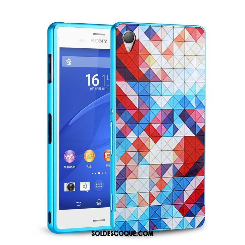 Coque Sony Xperia Z3+ Métal Bleu Téléphone Portable Couvercle Arrière Border En Ligne