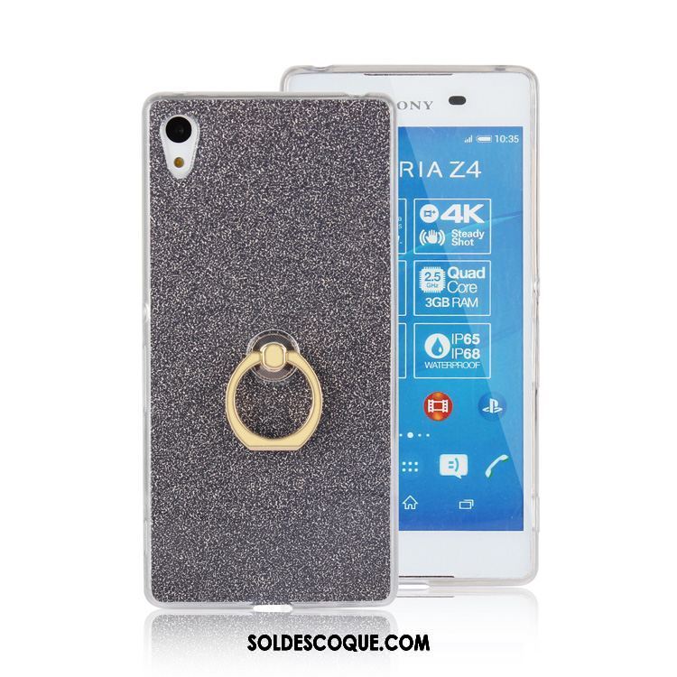 Coque Sony Xperia Z3+ Silicone Rose Incassable Anneau Étui Soldes