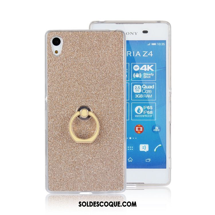 Coque Sony Xperia Z3+ Silicone Rose Incassable Anneau Étui Soldes