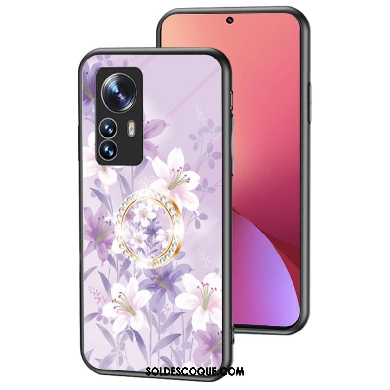 Coque Xiaomi 12 / 12X Verre Trempé avec Anneau Fleurs