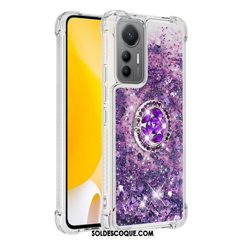 Coque Xiaomi 12 Lite Paillettes Colorées Anneau-Support