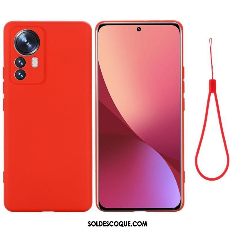 Coque Xiaomi 12 Pro Silicone Liquide Avec Lanière