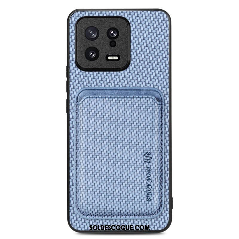 Coque Xiaomi 13 Fibre Carbone Porte-Cartes Détachable