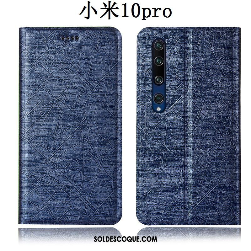 Coque Xiaomi Mi 10 Pro Tout Compris Téléphone Portable Bleu Étui En Cuir Soie En Vente