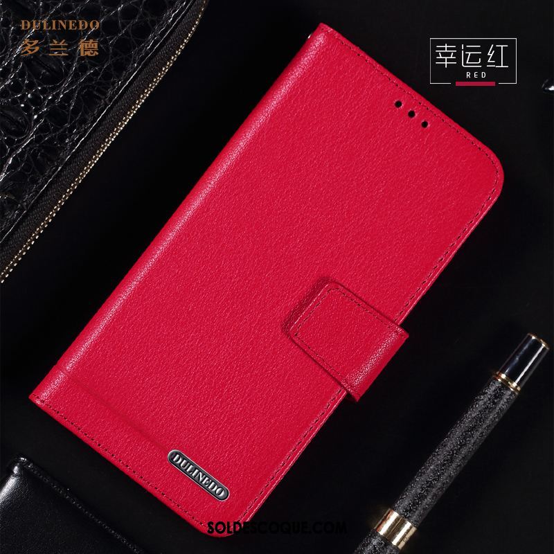 Coque Xiaomi Mi 10 Pro Étui En Cuir Téléphone Portable Carte Tout Compris Net Rouge Soldes