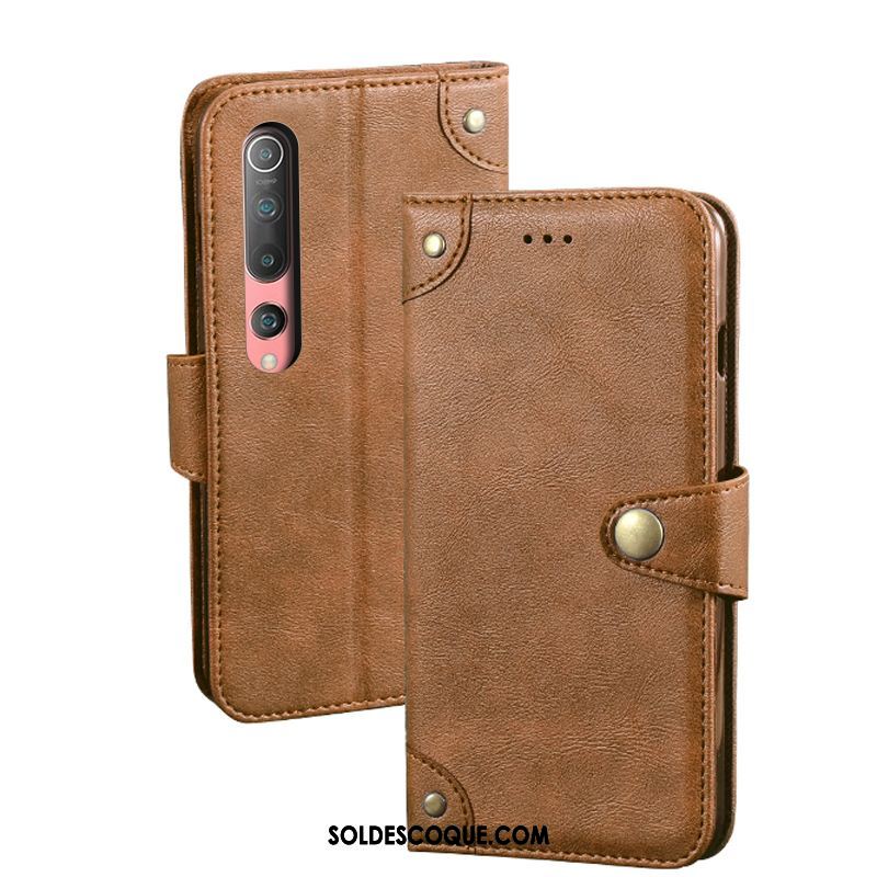 Coque Xiaomi Mi 10 Téléphone Portable Personnalité Vintage Fluide Doux Étui En Cuir Soldes