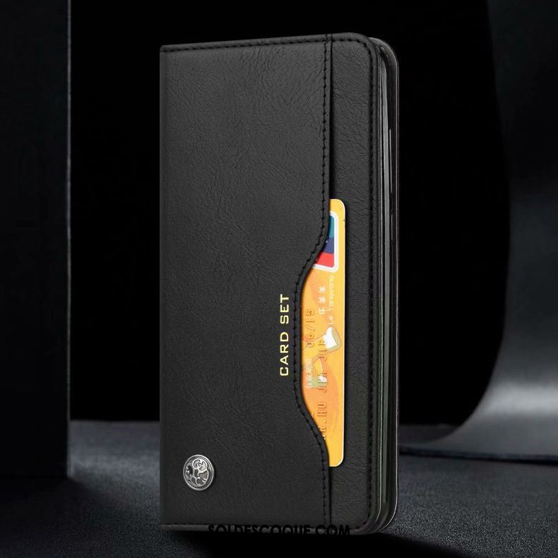 Coque Xiaomi Mi 10 Étui En Cuir Noir Plier Carte Téléphone Portable Pas Cher