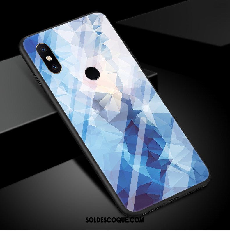 Coque Xiaomi Mi 8 Bleu Géométrie Étui Coquille Modèle Pas Cher